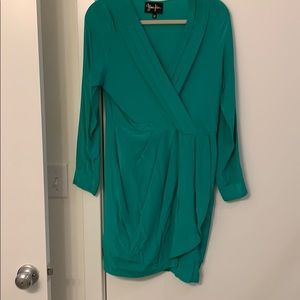 Bright green silky dress. Never worn.